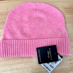 NEW charter club CASHMERE Pink Beanie Knit Hat unisex one size $79.00 Barbie